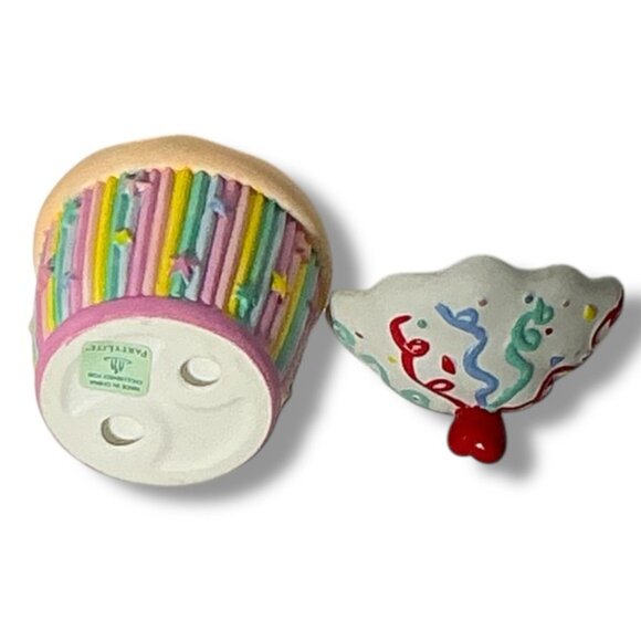 Retired PartyLite Birthday Cupcake Candle Holder Trinket Box Vintage NWOT - Picture 4 of 16